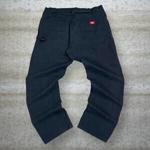 Vintage 90s Dickies Carpenter Pants 36x32 Baggy Wide Leg Jet Black Cotton Canvas
